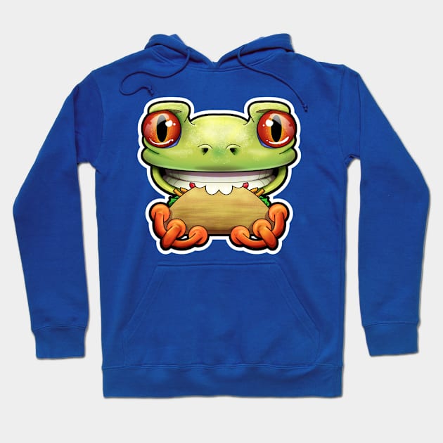 SNAX Frog eating taco Hoodie by SilverBaX